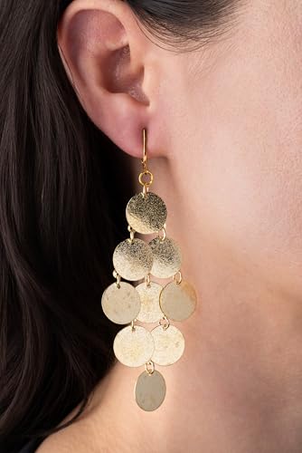 Gold Tone Non Pierced Clip On Dangling Earrings - style: Glitter Round Dangle