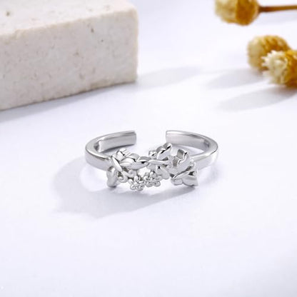 Sariel 925 Sterling Silver Toe Rings for Women Boho Adjustable Mid Finger Rings Summer Vacation Ocean Beach - color: Butterfly 2