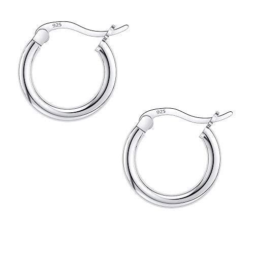 Savlano 925 Sterling silver Round Hoop Earrings for Women & Men Comes in 10MM-25MM - size: 12 Millimeters