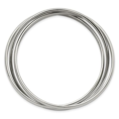 Diamond2Deal Chisel Stainless Steel Polished 3 Piece Set of Intertwined Bangle Bracelets Bangle Bracelet