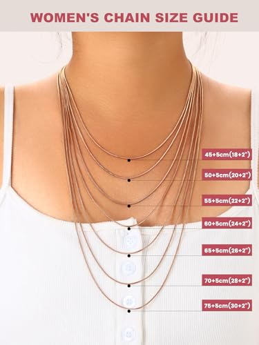 FOCALOOK Snake Chain Necklace, 1/1.2/1.5/2mm 14K Gold Plated Womens Chains | Hypoallergenic Stainless Steel Chain, Non Tarnish Rose Gold/Silver/Black Plated Finish, 14-30" Length for Everyday Layering - color: 1.2mm Rose Gold, size: 20 Inches