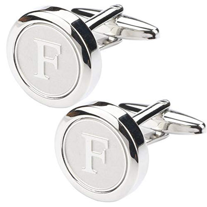 Mens Classic Stainless Steel Initial Cufflinks 26 Alphabet Initial Letter Cufflinks Business Wedding Shirts A-Z - style: F