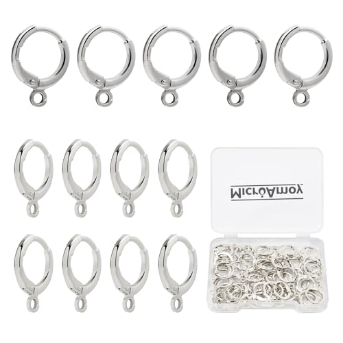 60pcs Silver Filled Hoop Huggie Earring Hooks,Hypoallergenic Dangle Tarnish Resistant Gold Lever Back Earring Hooks Earwire for Jewelry Making Supplies (Silver) - color: Silver