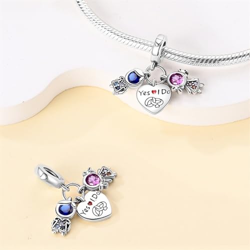 CYCUFF 925 Sterling Silver Charms Suitable for Bracelet Pendants Beads, Charm Necklaces Jewellery Gift for Women - color: Three Piece Charm Set