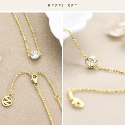 Solid 925 Sterling Silver Bracelets for Women, Dainty Interlocking Circles Cubic Zirconia Adjustable Chain Bracelet, Trendy Stackable Link Bracelets, Simple Cute Jewelry Gifts - color: Gold Bezel-Set CZ