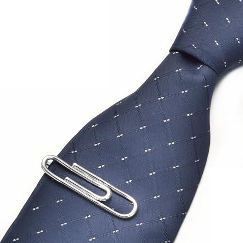 Yoursfs Personalized Stationery Series Tie Clips For Men Novelty Ruler/Pen Tie Clips Unique 18K Gold Plated/Silver Stainless Steel Tie Clip Jewelry For Father Husband Suitable For Daily - style: Men's silver paperclip tie clip