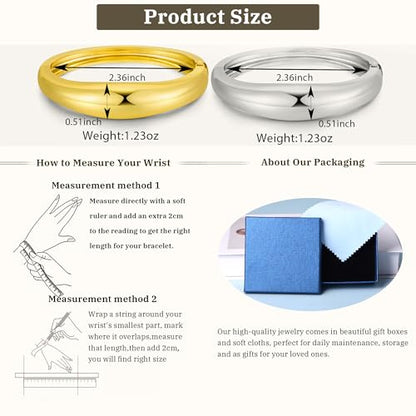 Gold Bangle Bracelets for Women Cuff Stackable Waterproof Non Tarnish Bracelet Stack Silver Plated 14k Chunky Bangles Jewelry Set for Woman - style: Style 4