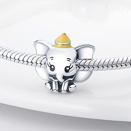 HappyStar 925 Sterling Silver Animal Dogs Charms Pendants fit Pandora Bracelets Necklaces Flowers Sports Travel Charms for Bracelets Women Jrwelry Gifts(with one Spacer Bead Charms) - style: Elephants Bead Charm