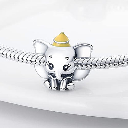 HappyStar 925 Sterling Silver Animal Dogs Charms Pendants fit Pandora Bracelets Necklaces Flowers Sports Travel Charms for Bracelets Women Jrwelry Gifts(with one Spacer Bead Charms) - style: Elephants Bead Charm
