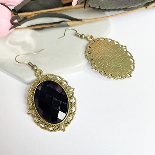 Black Sexy Lace Choker Necklaces Gothic Tassel Collar Choker Halloween Party Accessories for Women - color: Black earrings