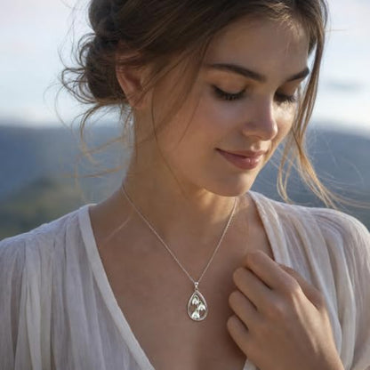12 Month Birth Flower Necklace for Women 925 Sterling Silver Floral Teardrop Pendant Birthday Jewelry Gifts - color: 01. January Snowdrop