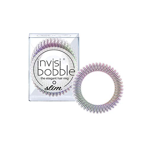 invisibobble SLIM Traceless Spiral Hair Ties - Pack of 3, Vanity Fairy - Strong Elastic Grip Coil Hair Accessories for Women - No Kink, Non Soaking - Gentle for Girls Teens and Thick Hair - color: Multicolor