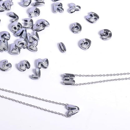 stino 100 Gram Metal Charms for Jewelry Making, Silver & Gold Plated, Bulk Pack for Bracelets, Necklaces, Crafts - color: Bubble Letter (52 Pcs）