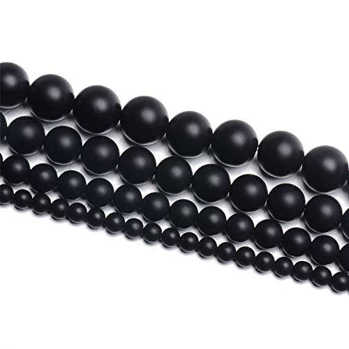 NCB Black Matte Onyx Beads 200pcs 4mm Round Gemstone Beads Spacer Charm Beads Natural Stone Loose Beads for Bracelet Necklace Jewelry Making 4mm 6mm 8mm 10mm (Matte Black Onyx, 4mm 200Beads) - color: Matte Black Onyx, size: 4mm 200Beads