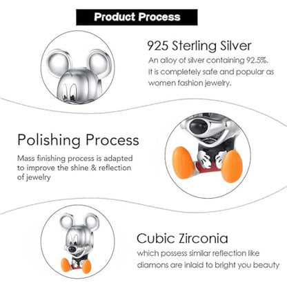 Charm for Bracelets and Necklaces Heart Cat Flower Boy 925 Sterling Silver Bead Birthday Jewelry Gift for Women - color: Cute Mouse Boy Charm
