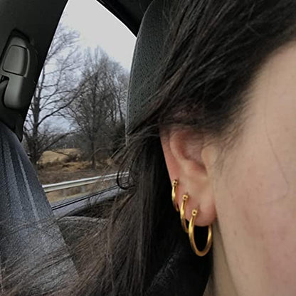Jstyle Stainless Steel Hoop Earrings for Women Hypoallergenic Hoops Stack | Earrings for Sensitive Ears, Secure Click Clasps, Silver/Gold/Rose Gold, 10mm 15mm 20mm Small Medium Large Loop Earrings Set - size: 12 millimeters