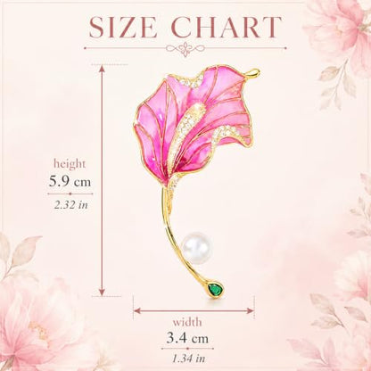 Flower Brooch for Women Rhinestone Pearl Zirconia Flower Lapel Pin Birthday Holiday Gift for Mother Wife Girlfriend - color: 03 Calla Lily-2