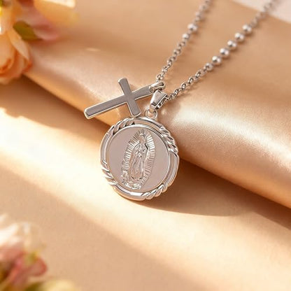 Baydurcan Dainty Silver Necklace for Women Ankh Horse Celtic Necklace Gifts | Dainty charm gifts for friends sister mother, birthday, christmas, graduation gifts. Ready to give with card & envelope. - style: Mother Mary