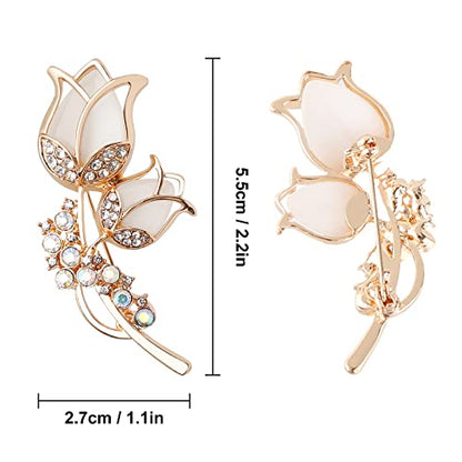 Pearl Diamond Brooch Pins for Dress Sweater Scarf, Wedding Party Decoration Birthday Christmas Gift - style: Tulip