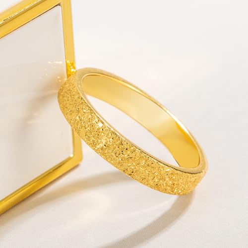 Dankadi Simple Fashion S925 Sterling Silver Ring Smooth Plain Dome Comfort Solid Silver Wedding Ring For Men & Women 3.5 mm 3-13# 24k Real Gold Plated Jewelry - color: Fashion Gold