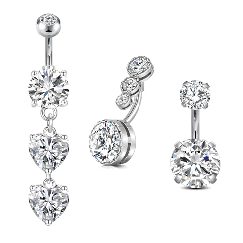 VCMART Belly Button Ring Short Bar Belly Ring Short Belly Button Rings Surgical Steel 6mm Belly Rings for Women Small Belly Button Piercing Navel Rings Piercing Jewelry - color: A2 -silver