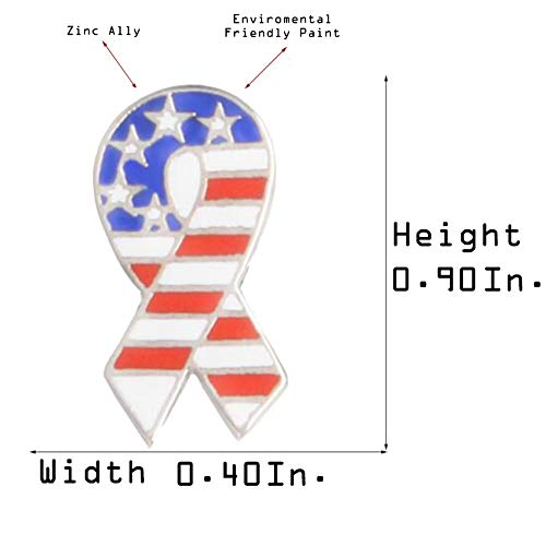 Premium Handmade Enamel Lapel Pin Brooch Badge - color: American Ribbon, size: 1 Pin