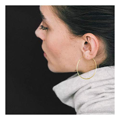 3 Pairs Thin Extra Large Hoop Earrings Set，Fashion Huge Gold Hoops 18k Gold Plated Lightweight Stainless Steel Hoops Big Geometric Round Gold Hoop Earrings Set Minimalist Jewelry for Women - size: 40MM