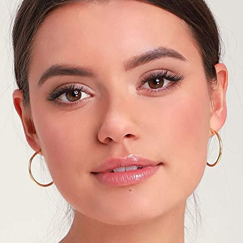 Gold Hoop Earrings for Women 14K Gold Plated | 925 Sterling Silver Post Hypoallergenic Hoop Earrings - color: Gold, size: 30mm