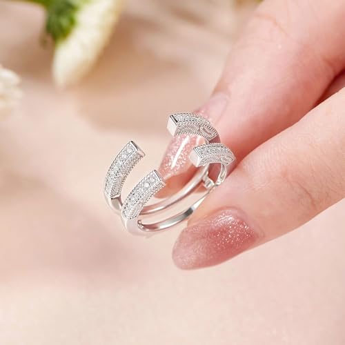 SHELOVES Vintage Open Ring Guard Enhancer Wrap for Engagement Ring CZ Women | White Gold Plated Wedding Bands Adjustable Rings AAAAA Round Cut Cubic Zirconia 5-12