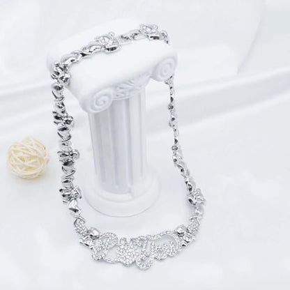 Woman Jewelry Sets Gold Jewelry Sets XOXO Women's Gold Jewelry Fashion Jewelry Necklaces Earrings Woman Accessories Bracelets Jewelry Gifts Love Necklaces - color: X004-Silver