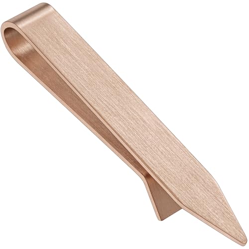 HAWSON Gold Silver Black Rose Gold Tie Clips for Men, Skinny Bars Pins Tacks Set 2.2 Inch for Necktie Suit Accessories - style: Single Rose Gold Clip