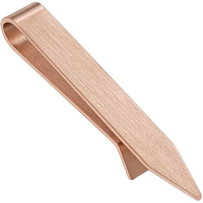 HAWSON Gold Silver Black Rose Gold Tie Clips for Men, Skinny Bars Pins Tacks Set 2.2 Inch for Necktie Suit Accessories - style: Single Rose Gold Clip