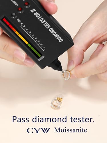 All Moissanites Sparkly Geometric Stud Earrings for Women, Solid 925 Sterling Silver with Rhodium/Gold Plated Hypoallergenic, Lightweight Comfy Earrings - color: Circle - Yellow Gold