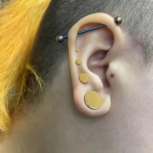 Casvort 22 PCS/16 PCS Hypoallergenic 18G-1'' Comfy Dead Stretching Plugs in 0.5mm Increments Saddle Plugs with Rubber Rings 316 Surgical Stainless Steel Crazy Ear Gauges Body Piercing Jewelry - color: Gold 6.5-10mm 16 PCS