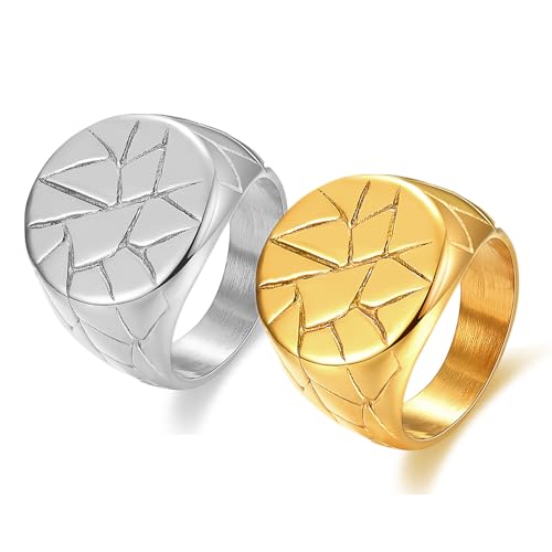 PCY Stainless Steel Gold Plated Men Women Band Ring - color: 18mm Silver YX
