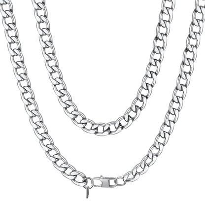 ChainsHouse Cuban Link Chain Necklace Men Women, 5/9/12/15mm Width, Stainless Steel/14K Gold Plated Cuban Necklace, 14"-30" Length, with Gift Box - color: B: Cuban-9mm-steel, size: 20.0 Inches