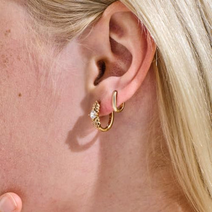 JINEAR 2 Pairs Gold Hoop Earrings for Women Dainty Huggie Earrings Set | 14K Gold Plated Cubic Zirconia Hypoallergenic Lightweight Waterproof Cartilage Hoop Earrings Trendy Jewelry Gift - color: Feather Zircon&Pockets