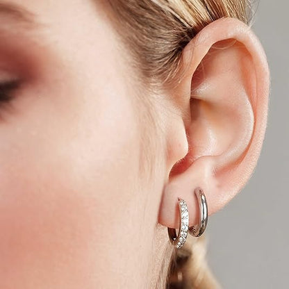 Small Hoop Earrings for Women, Stainless Steel Huggie Hoop earrings, 18G | 2/4/6 Pairs, 6mm/8mm/12mm Small Hoop Earrings, Lobe Helix Conch Tragus Daith Rook Cartilage Piercing Jewelry,Gold Silver - color: Silver-2 pairs-10mm