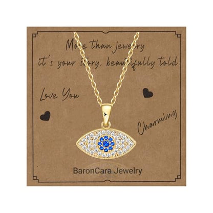 2 PCs Gold Plated Necklace Set for Women - Non Tarnish Jewelry Gift with Fashion Design - style: Evil Eye 3