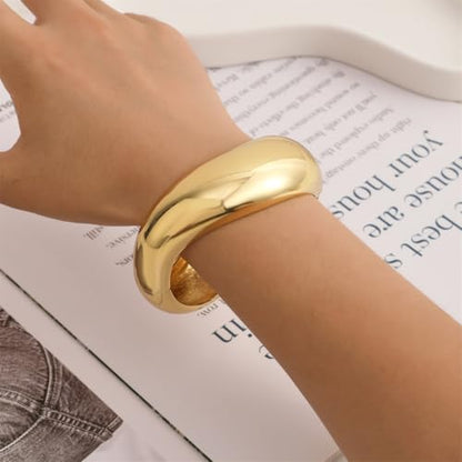 Gold/Silver Cuff Bangle Bracelets For Women Chunky Waterdrop Twisted Hinged Bangle Bracelets Minimalist Arm Cuff Bracelet Jewelry Gifts - color: 2Gold