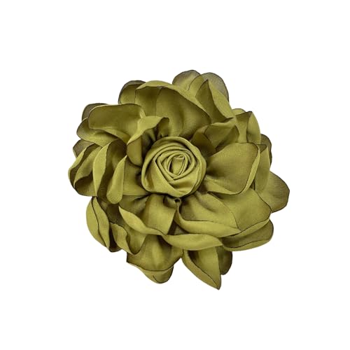 Dainty Fabric Rose Flower Large Brooch Lapel Pins Flower Brooches Pin Classic for Wedding Party Dance Banquet for Women Dress Suit Clothes Accessories Jewelry 100mm - color: Olive Green