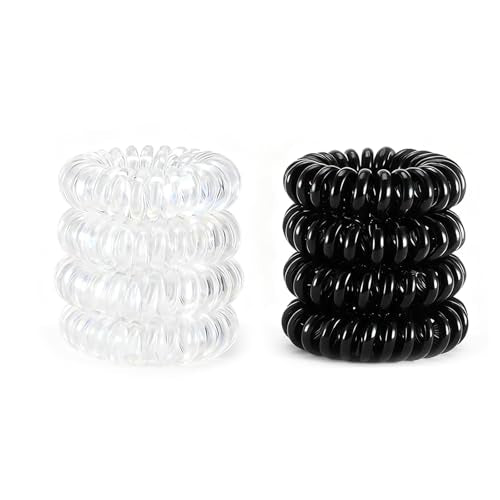 8PCS Spiral Hair Ties for Women, 1.57 Inch (4 cm) Diameter | No Damage, Creaseless Ponytail Holders for Thick and Thin Hair - Dent-Free Coil Design, Phone Cord Style
