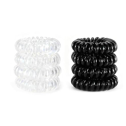 8PCS Spiral Hair Ties for Women, 1.57 Inch (4 cm) Diameter | No Damage, Creaseless Ponytail Holders for Thick and Thin Hair - Dent-Free Coil Design, Phone Cord Style