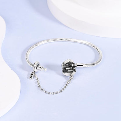 KUNSIR 925 Sterling Silver Snake Chain Bracelet with Safety Chain Charm Bracelets for Women Teen - style: KJB026