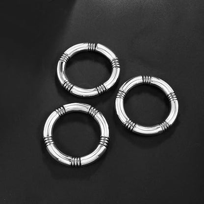 Gold Chunky Bangles Bracelets For Women 14k Gold Plated Stack Layered Curved Bamboo Tube Stretch Bracelets Gift Jewelry - color: 3pcs Silver
