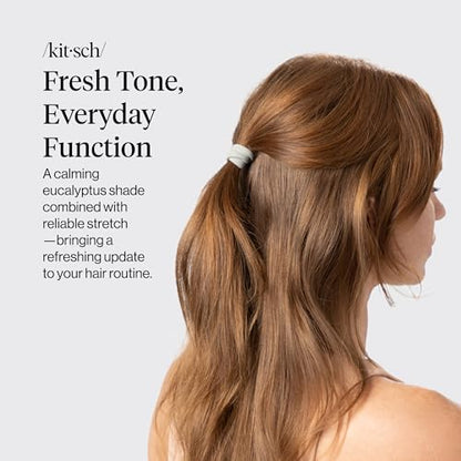 Kitsch Elastic Hair Ties No Damage | Stretchy Hair Bands- Eucalyptus, 20pcs | Strong All-Day Hold Hair, Rubber Bands For Hair, Ponytail Holders | Hair Accessories for Everyday Use - color: Eucalyptus (Pack of 20)