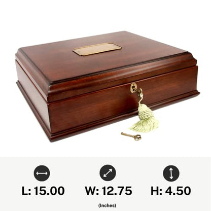 Antico Wooden Lockable Memory and Treasure Box for Keepsakes, Photos, Letters, Jewelry and More