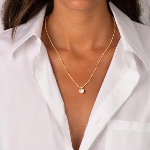 Gold Necklace for Women, Dainty 14K Gold Plated Pendant Necklaces for Women Trendy Simple Choker Chain Cubic Zirconia Circle/Interlocking/Sun/Pearl Necklace Fashion Jewelry Charm Gifts - color: CZ Pendant-1