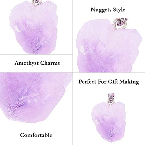 DanLingJewelry 20 pcs Natural Amethyst Pendants Tumbled Healing Crystal Chakra Reiki Gemstone Bead Charms for Necklace Jewellery Making - color: Amethyst- 20pcs