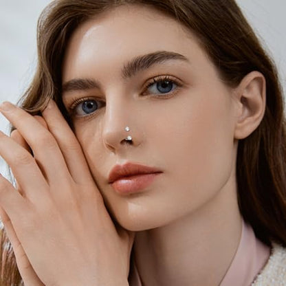ONESING 9-40 Pcs Nose Rings - Hoops, Studs & L Shape - Hypoallergenic Stainless Steel Nose Piercings for Women & Men - color: 2Pcs-18G-Silver